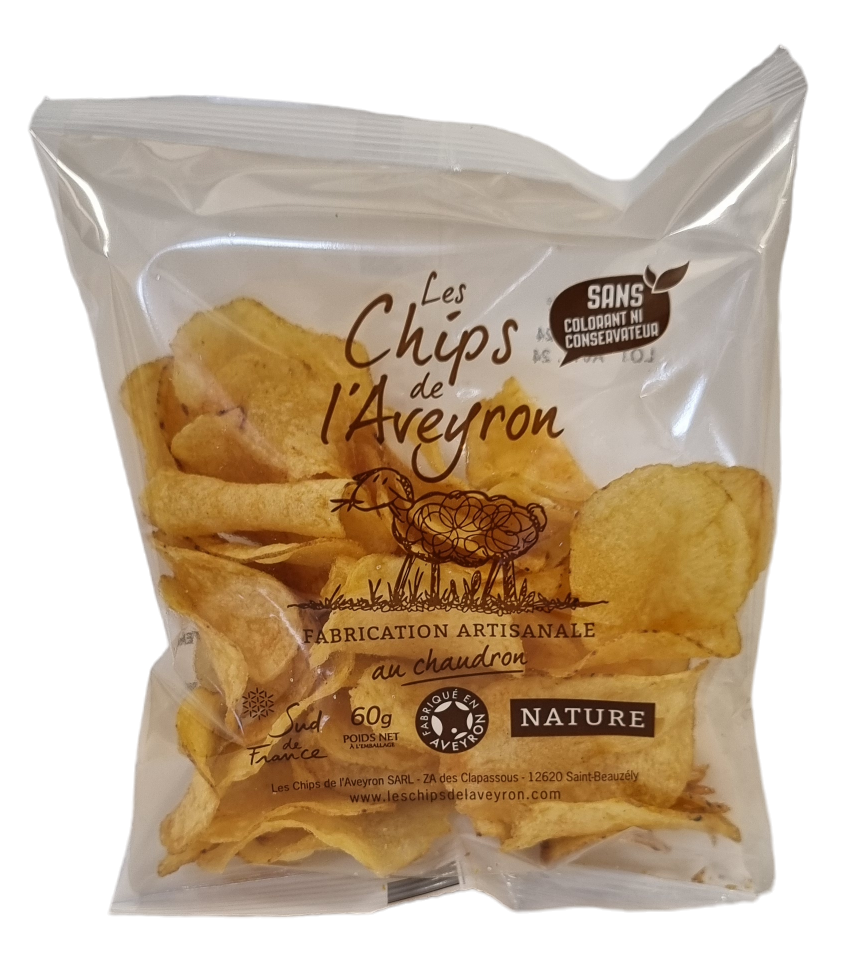 Les chips de l'Aveyron - Chips Nature 60g - CHIPS DE L'AVEYRON