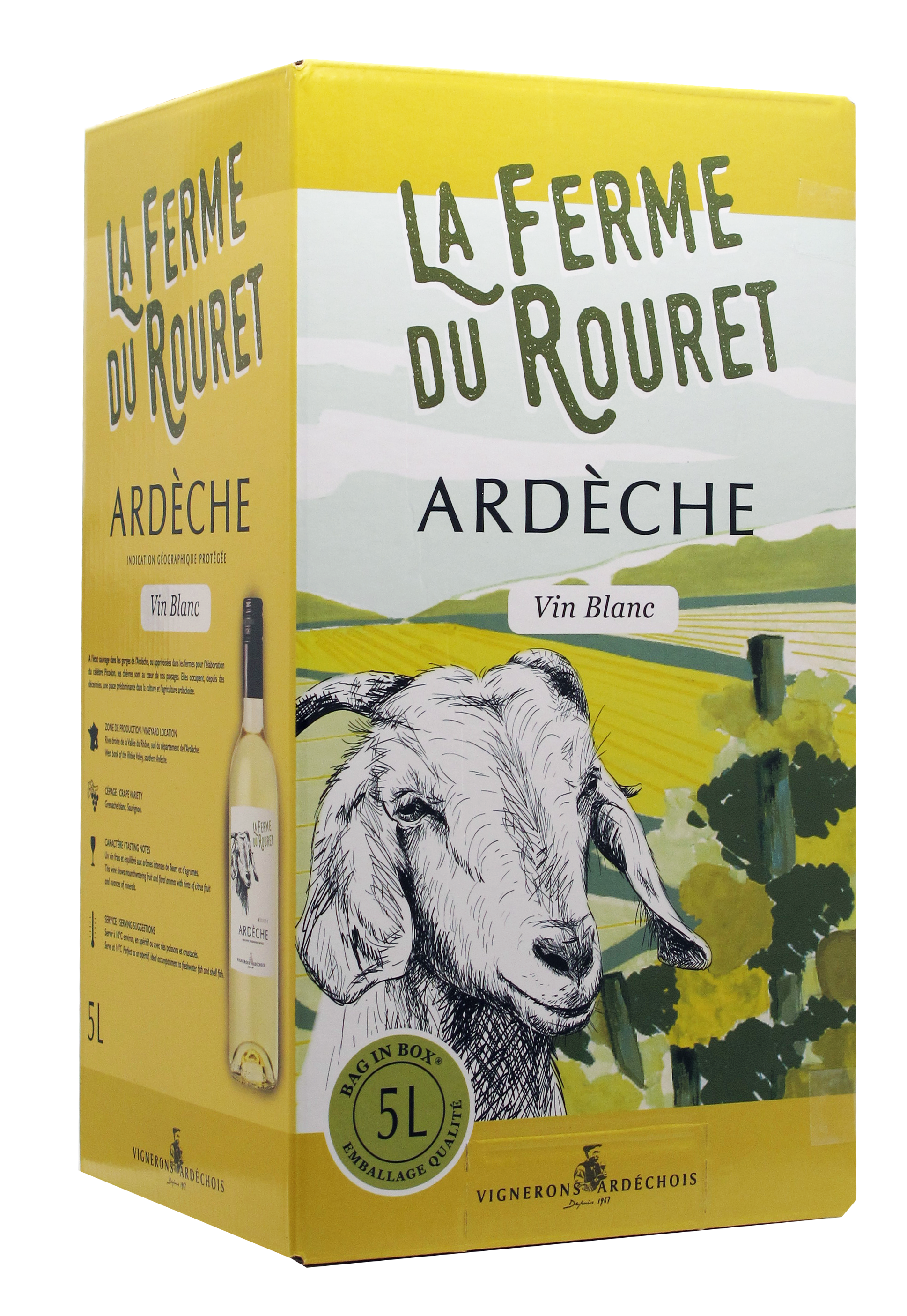 Les Vignerons Ardechois - Vino blanco IGP Ardèche 5 l - Ardèche por naturaleza