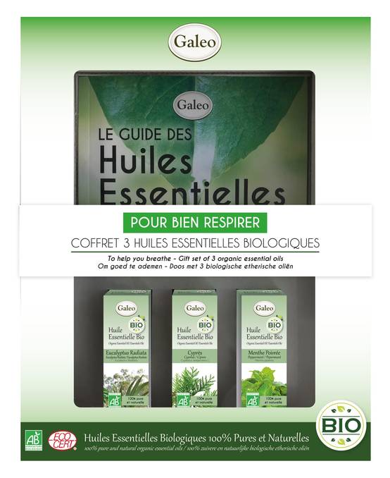 Galeo - Coffret 3 huiles essentielles bio respirer + le guide offert - Image 1