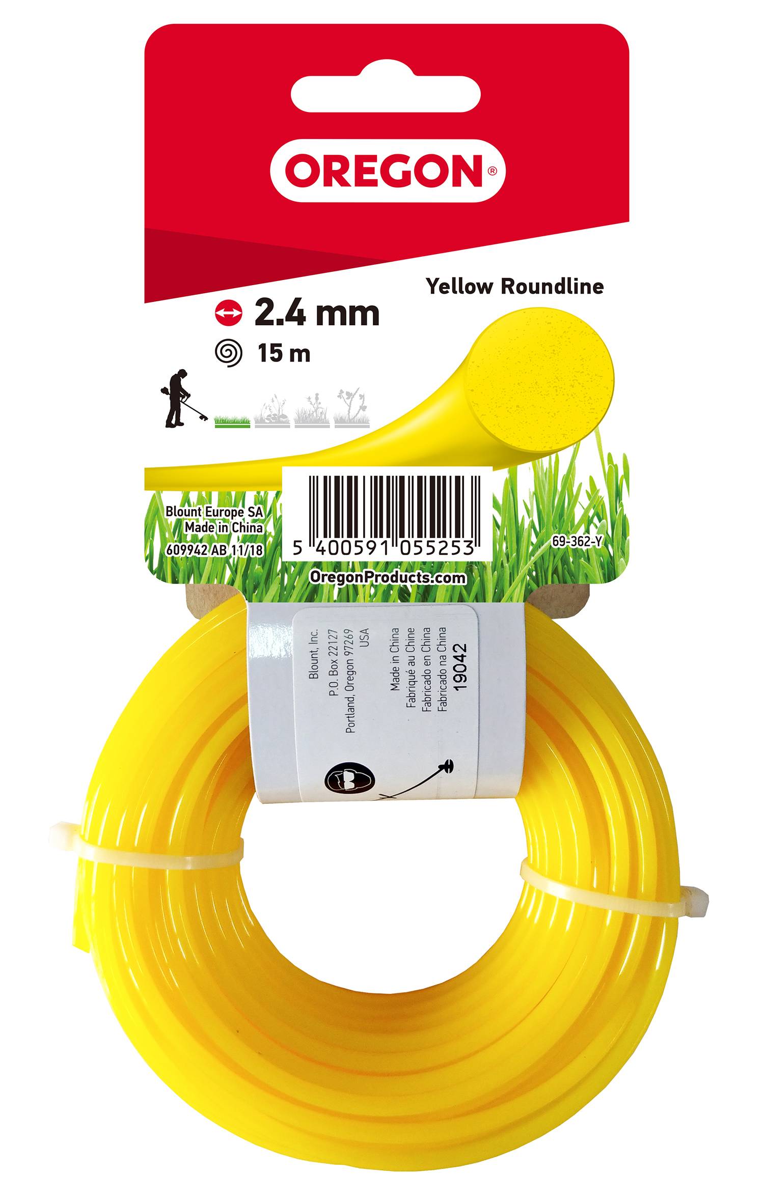 Oregon - Fil débroussailleuse nylon rond jaune Ø 2,4 mm L 15 m - OREGON - Image 1