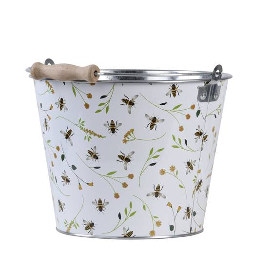 Seau imprimé abeilles zinc 27 cm