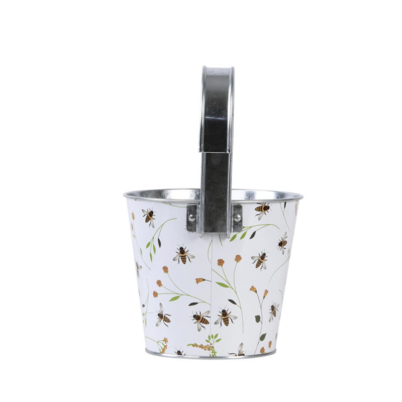 Cache-pot en acier motif abeille blanc L.15,9 cm P.26 cm H.25,7 cm - Imagen 6