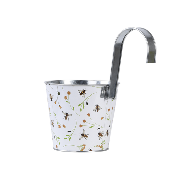 Cache-pot en acier motif abeille blanc L.15,9 cm P.26 cm H.25,7 cm - Image 9