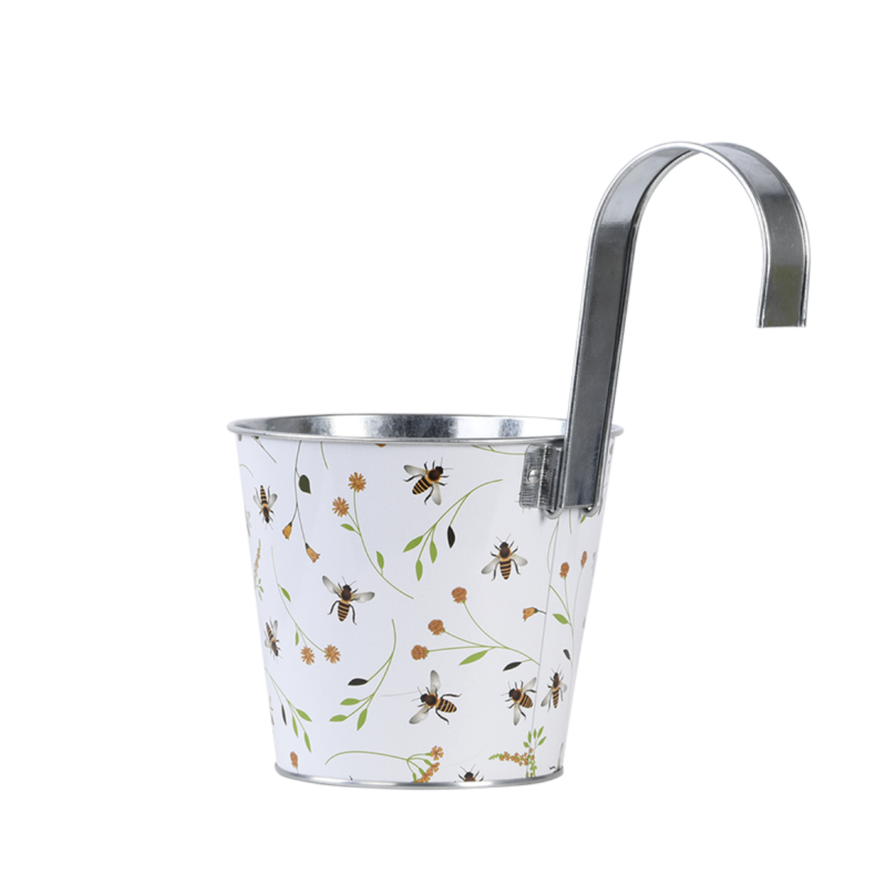 Cache-pot en acier motif abeille blanc L.15,9 cm P.26 cm H.25,7 cm - Imagen 9