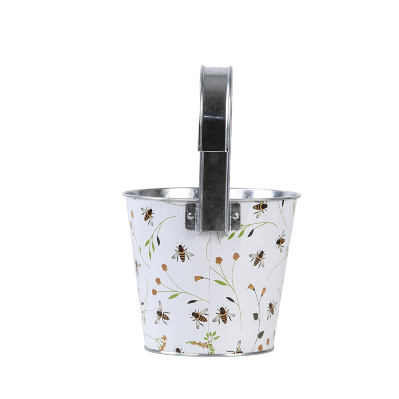 Cache-pot en acier motif abeille blanc L.15,9 cm P.26 cm H.25,7 cm - Imagen 7