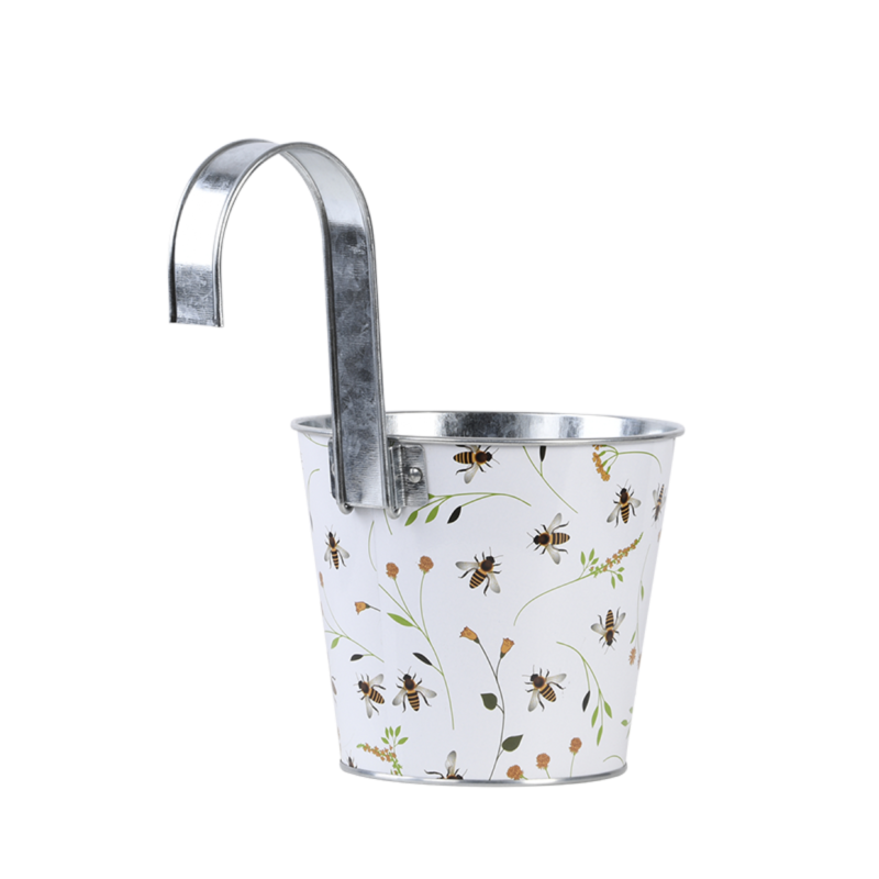 Cache-pot en acier motif abeille blanc L.15,9 cm P.26 cm H.25,7 cm - Imagen 10