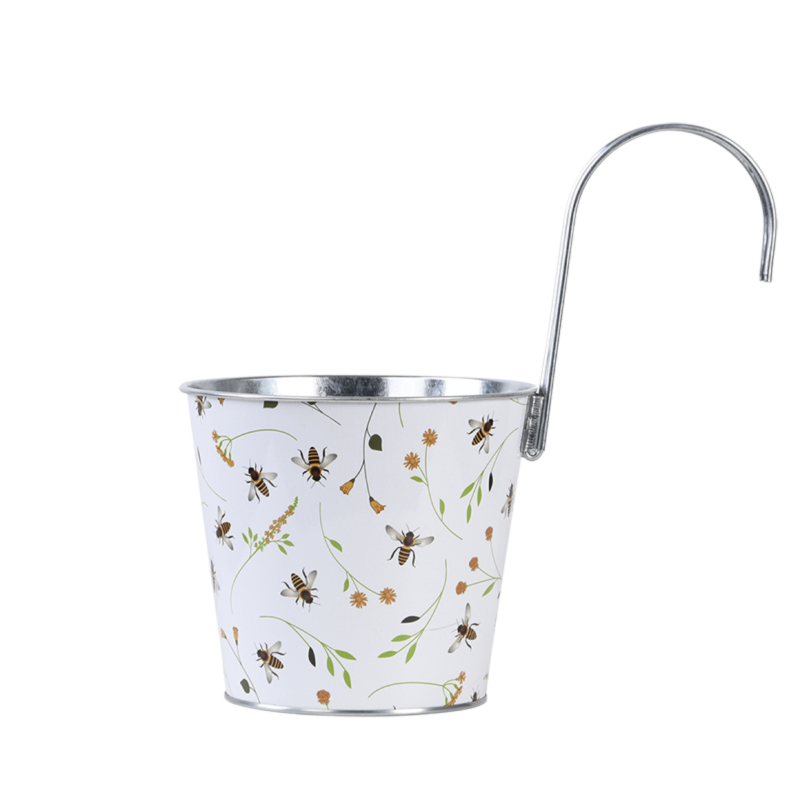 Cache-pot en acier motif abeille blanc L.15,9 cm P.26 cm H.25,7 cm - Imagen 8