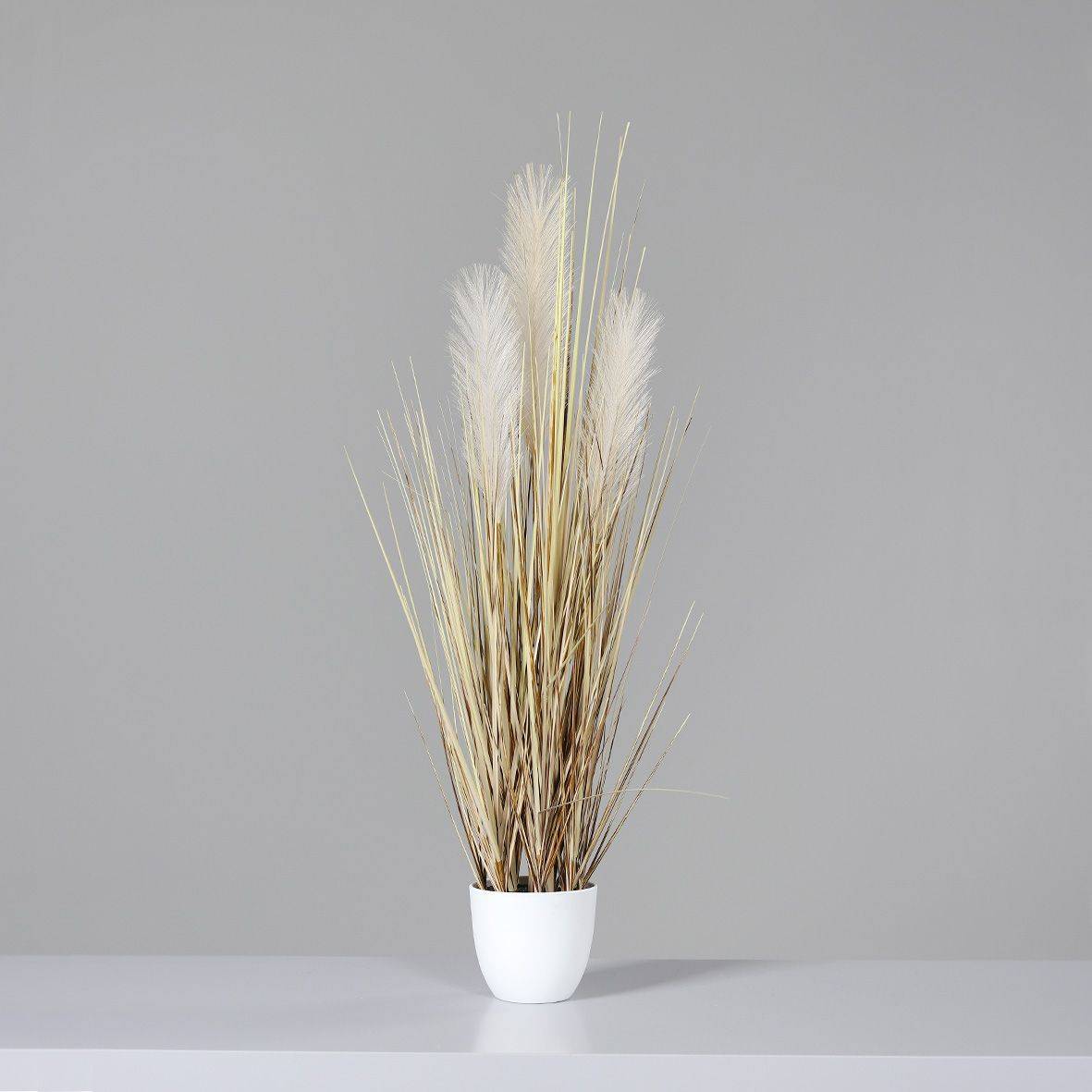 DPI - DPI - Herbe sable artificielle en pot blanc H.80 cm