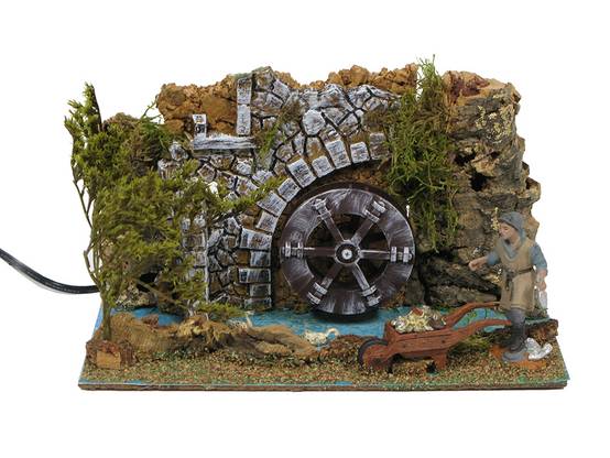 OLIVER - Scene animée Roue à eau avec pécheur