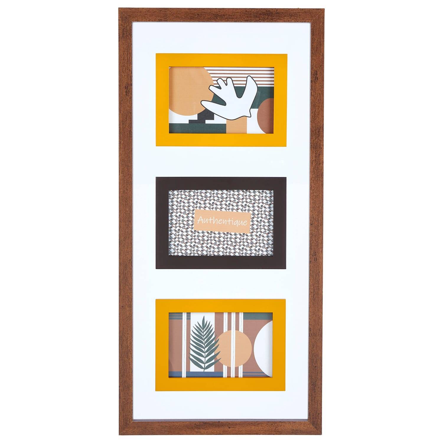 Cadre photo mural marron jaune L.27 x l.2 x H.56 cm