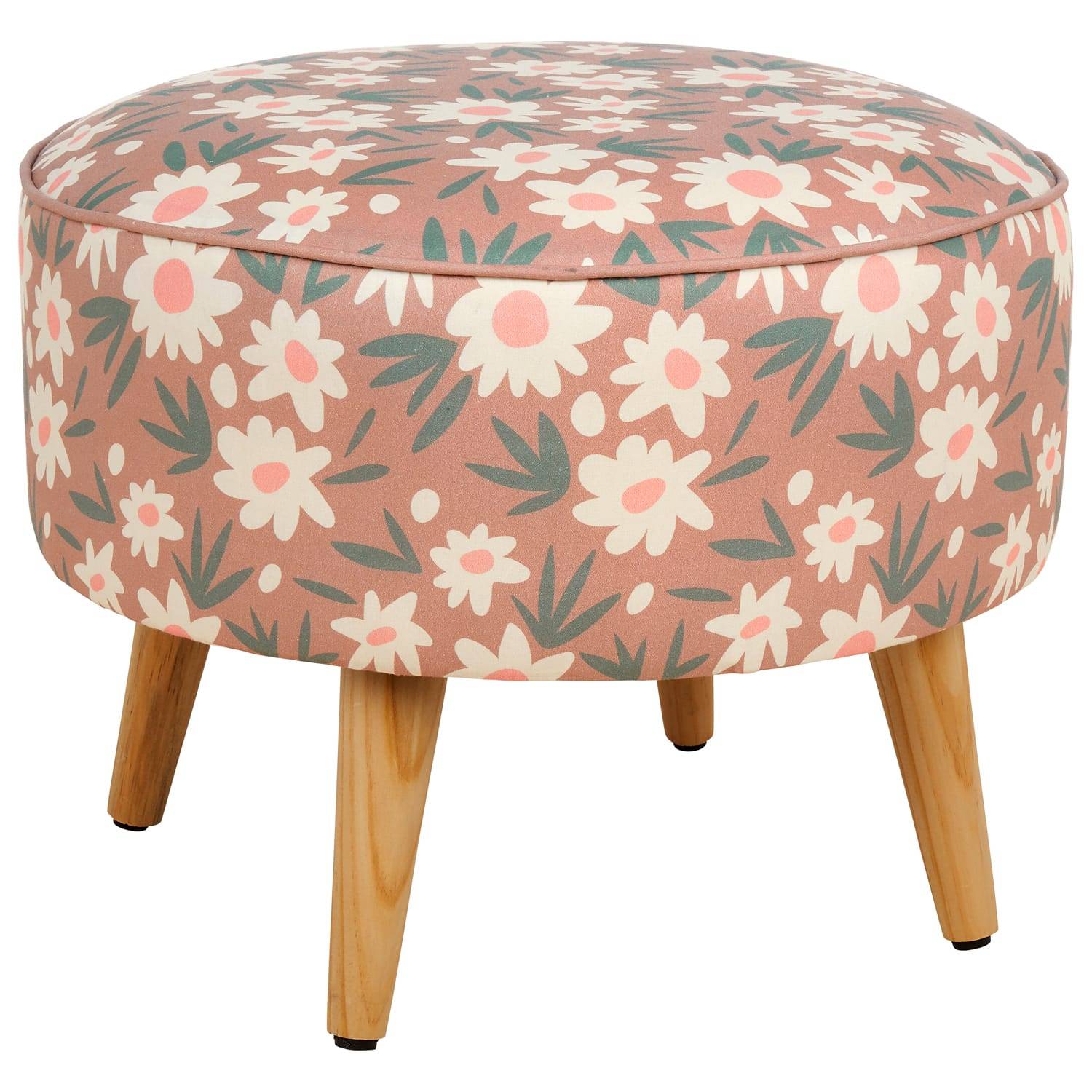 Tabouret rond imprimé fleur - Ø.44 x H.35 cm - Imagen 1