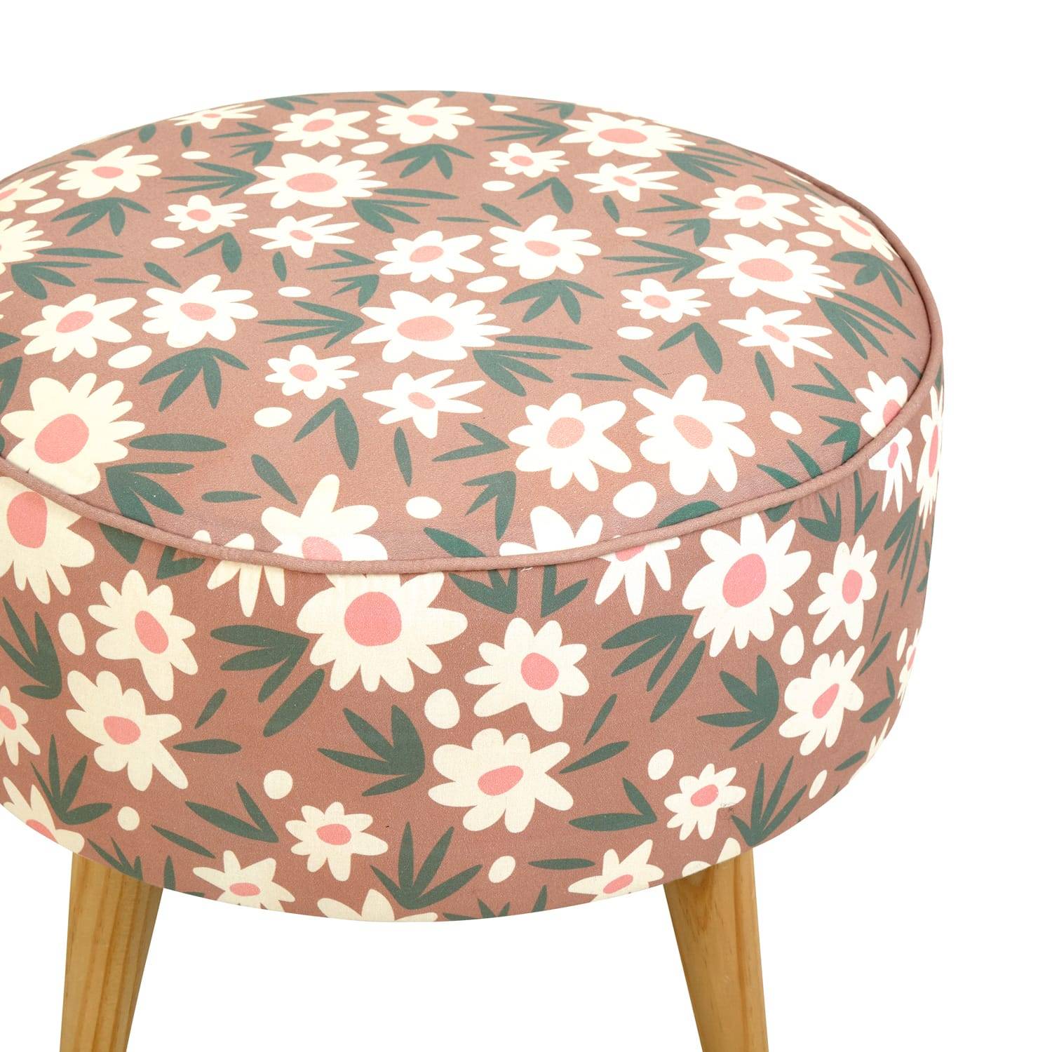 Tabouret rond imprimé fleur - Ø.44 x H.35 cm - Imagen 2