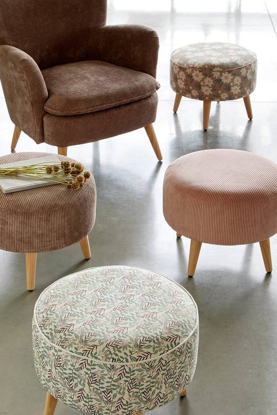 Fauteuil velours côtelé rose L.72 x l.72 x H.79 cm - Image 3