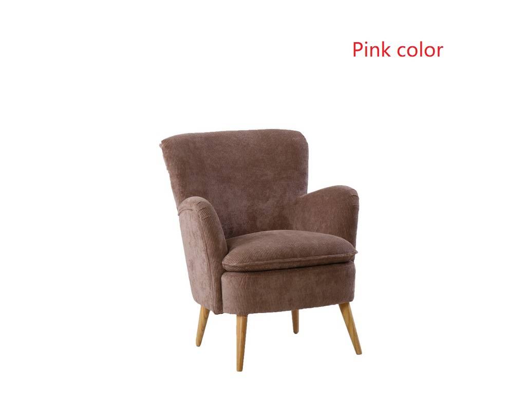 Fauteuil velours côtelé rose L.72 x l.72 x H.79 cm - Image 1