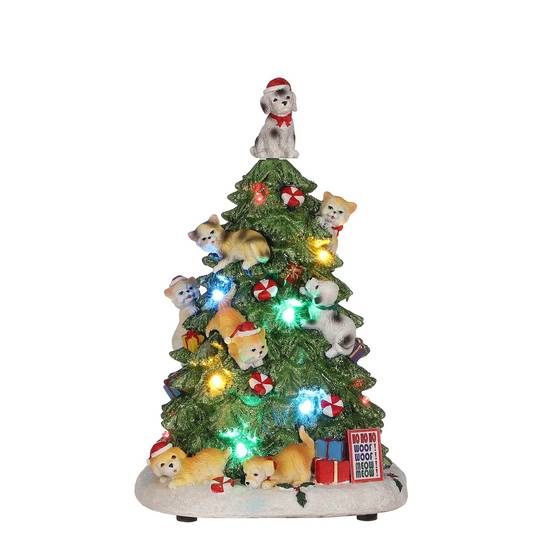 Luville - Sapin de Noël avec Chats et Chiens L.21 x l.19 x H.33,5 cm - Image 1