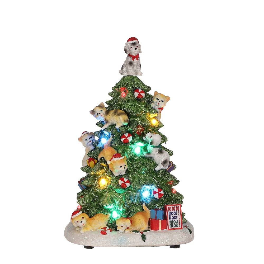 Luville - Árbol de Navidad con Gatos y Perros L.21 x l.19 x H.33,5 cm - Imagen 1