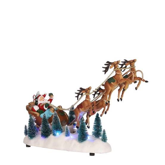 Santa sleigh battery operated -polyresin-Multicol- l43xw13xh26cm