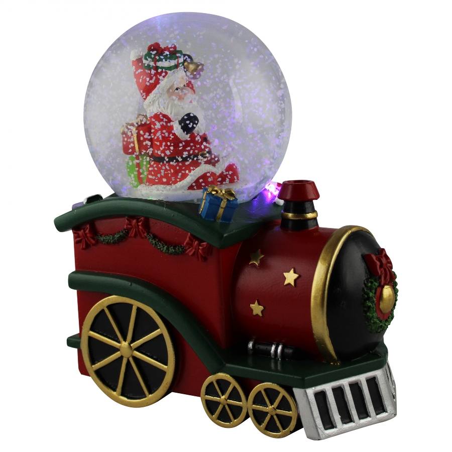 Peha - Boule à neige illuminée musicale train L.16 x l.11,5 x H.18 cm