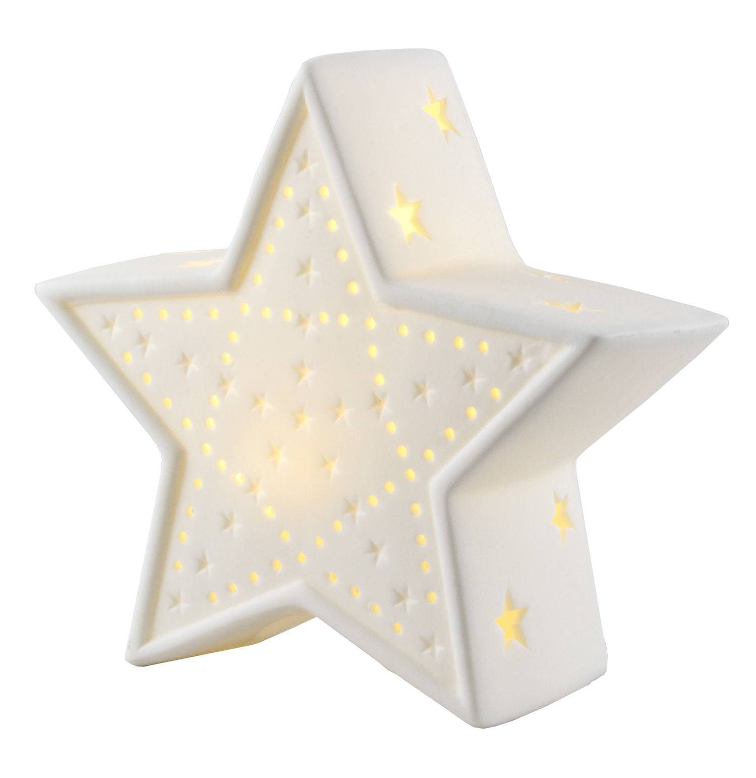 Blachere Illumination - Etoile Porcelaine Blanche Led Blanc Chaud L.12 x l.5 x H.12 cm - Imagen 3