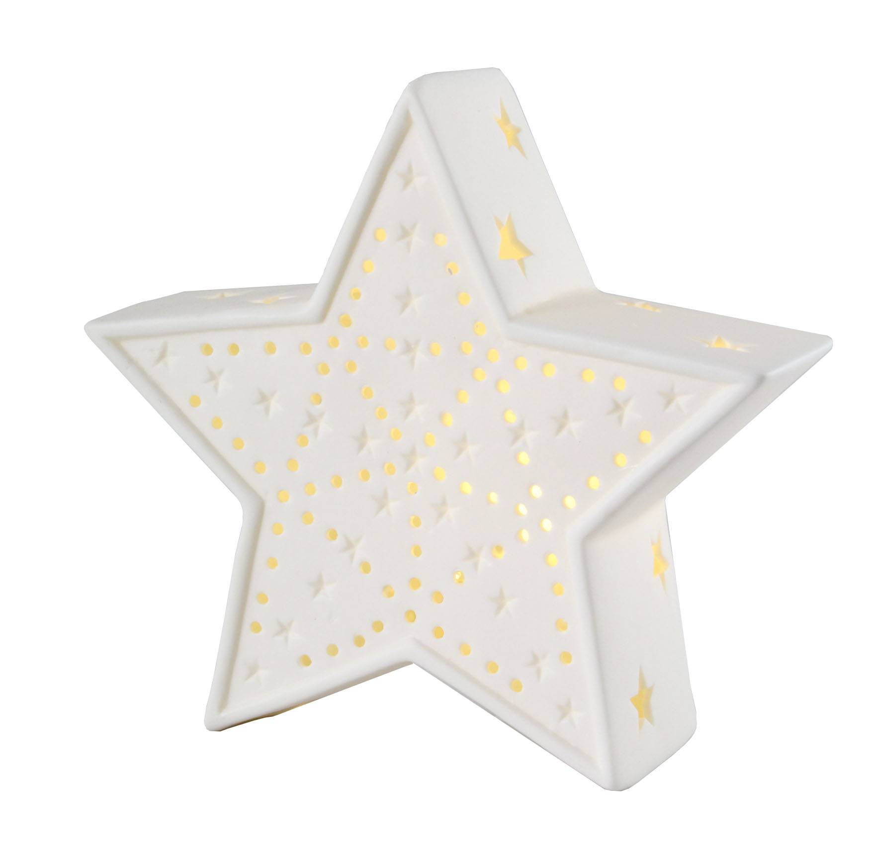 Blachere Illumination - Etoile Porcelaine Blanche Led Blanc Chaud L.12 x l.5 x H.12 cm - Imagen 1