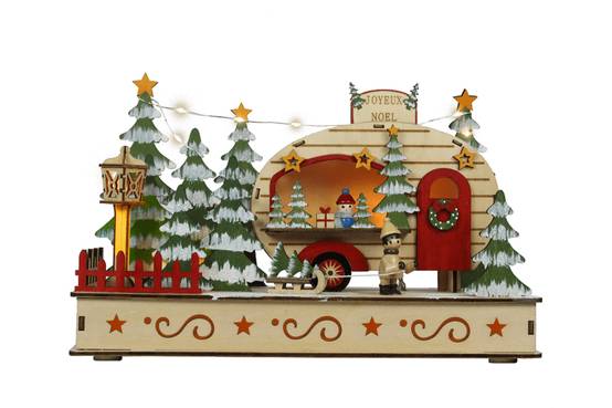 Blachere Illumination - Marché de noël en bois led blanc chaud L.28 x l.10 x H.18 cm - Image 1