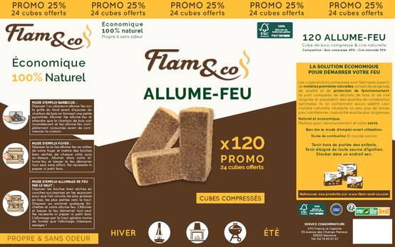 Flam&co - Flam&co - Allume-feu en bois compressé - Tube de 120 cubes - Image 7