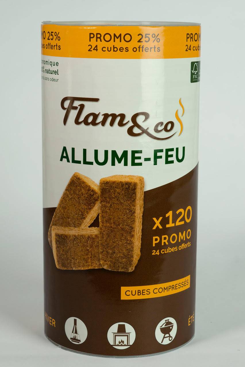 Flam&co - Flam&co - Allume-feu en bois compressé - Tube de 120 cubes - Image 3