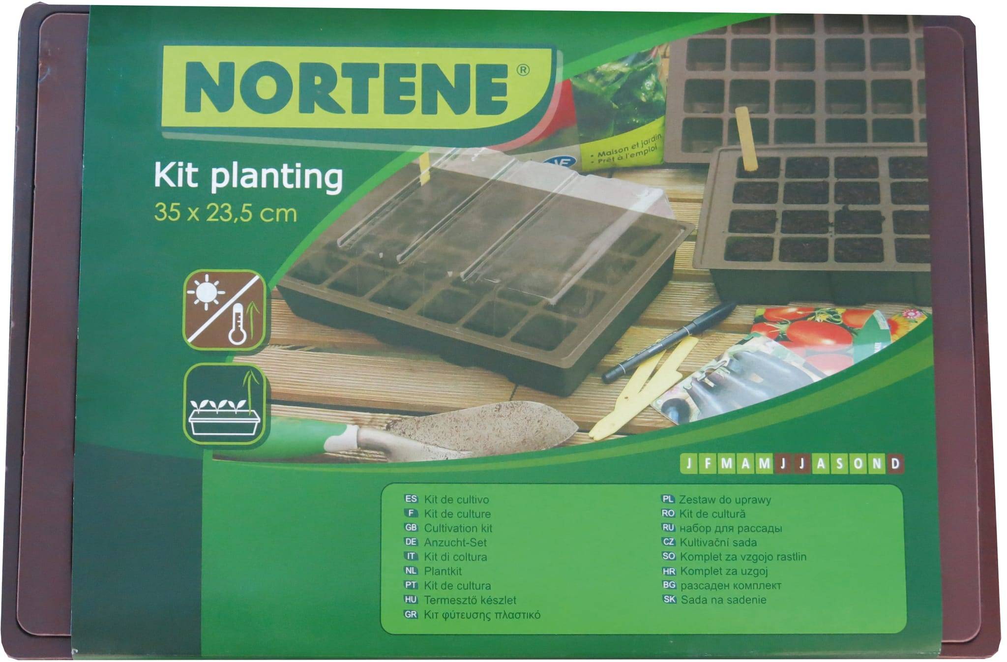 Nortène - KIT PLANTING 4 bacs, 2 plaques culture, 2 couvercles 35x23,5cm