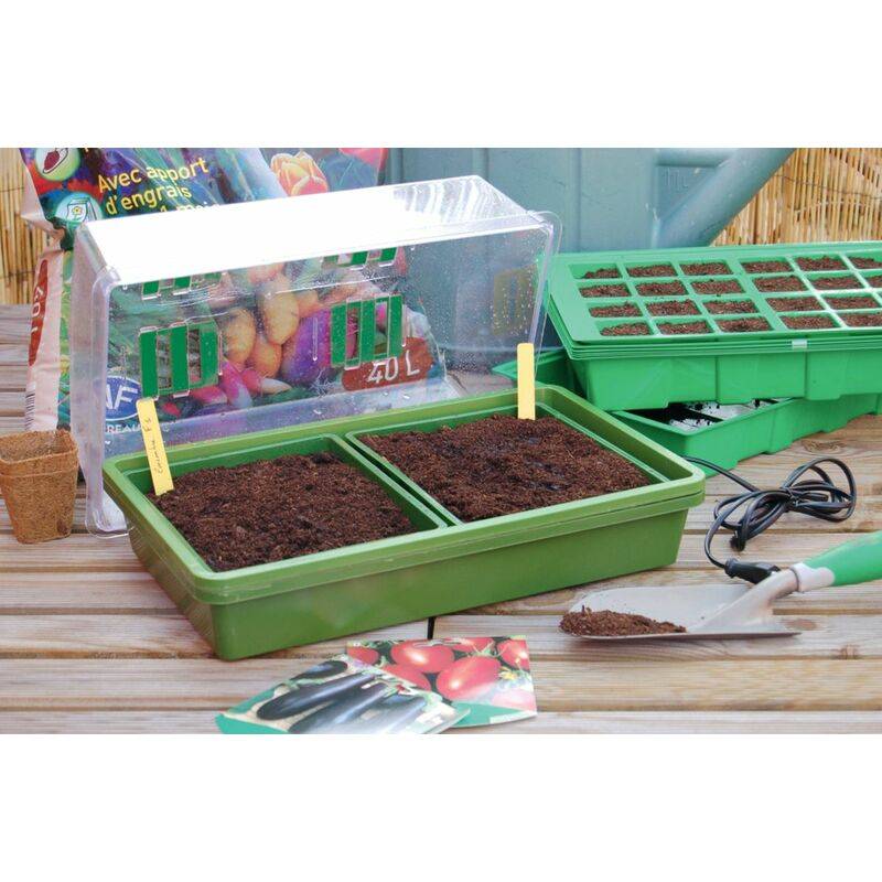 Nortène - HEATING GROW mini Serre chauffante  vert / transparent 39x25x20cm - Imagen 6