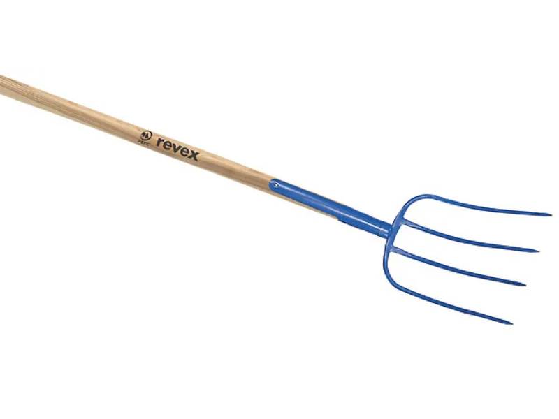 Fourche à fumier acier 4 dents manche bois 30 cm - REVEX - Imagen 2