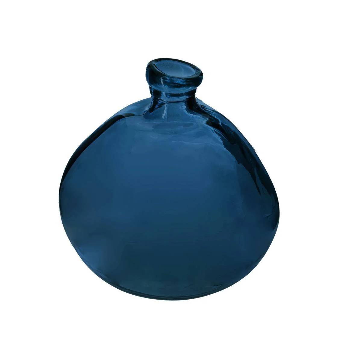 Vase rond verre recyclé bleu D 20 cm H 23 cm - ATMOSPHERA