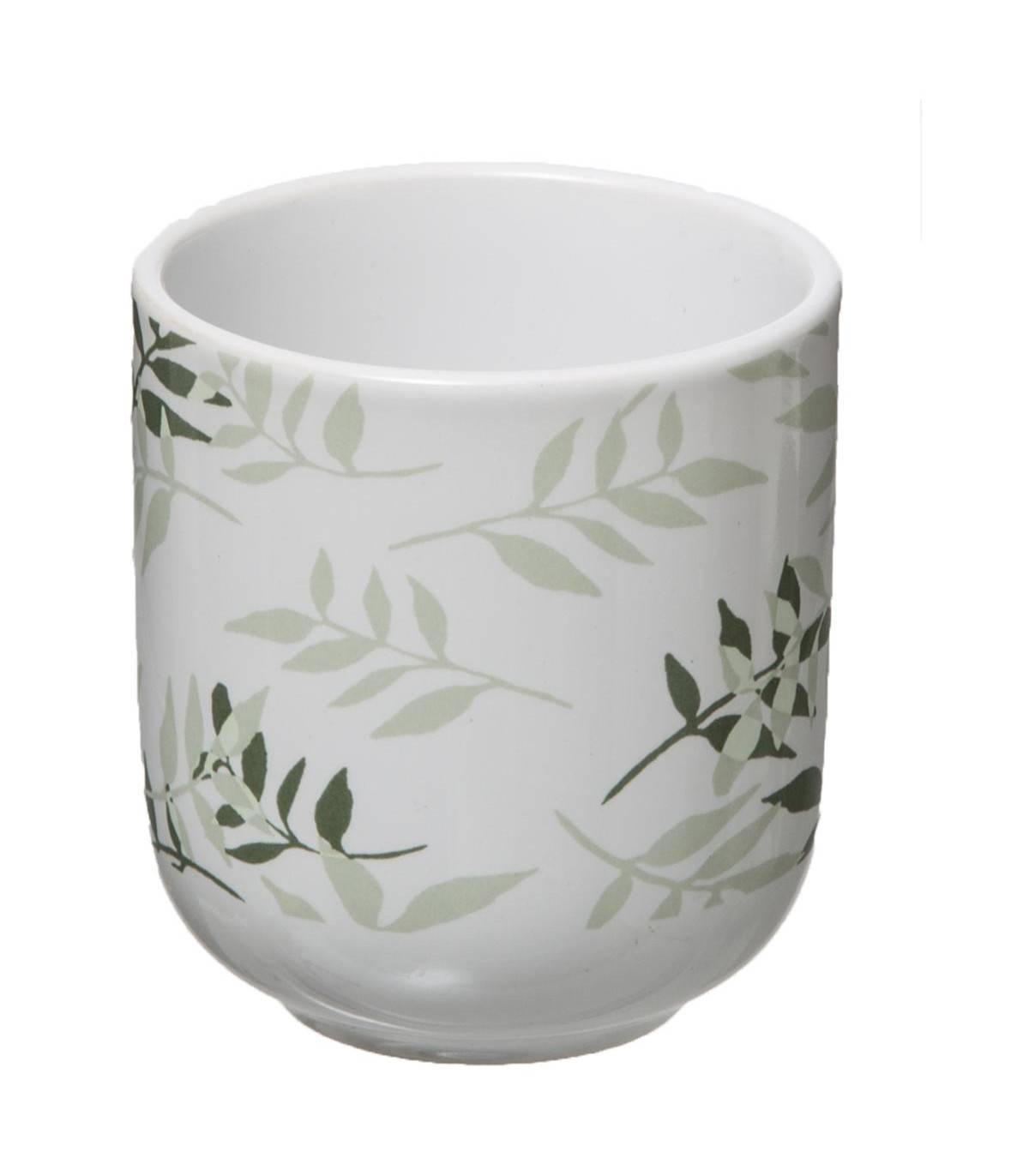 Lot de 4 tasses à café en faïence vert et blanc Ø6-H.6,5 cm - Secret de gourmet - Image 4