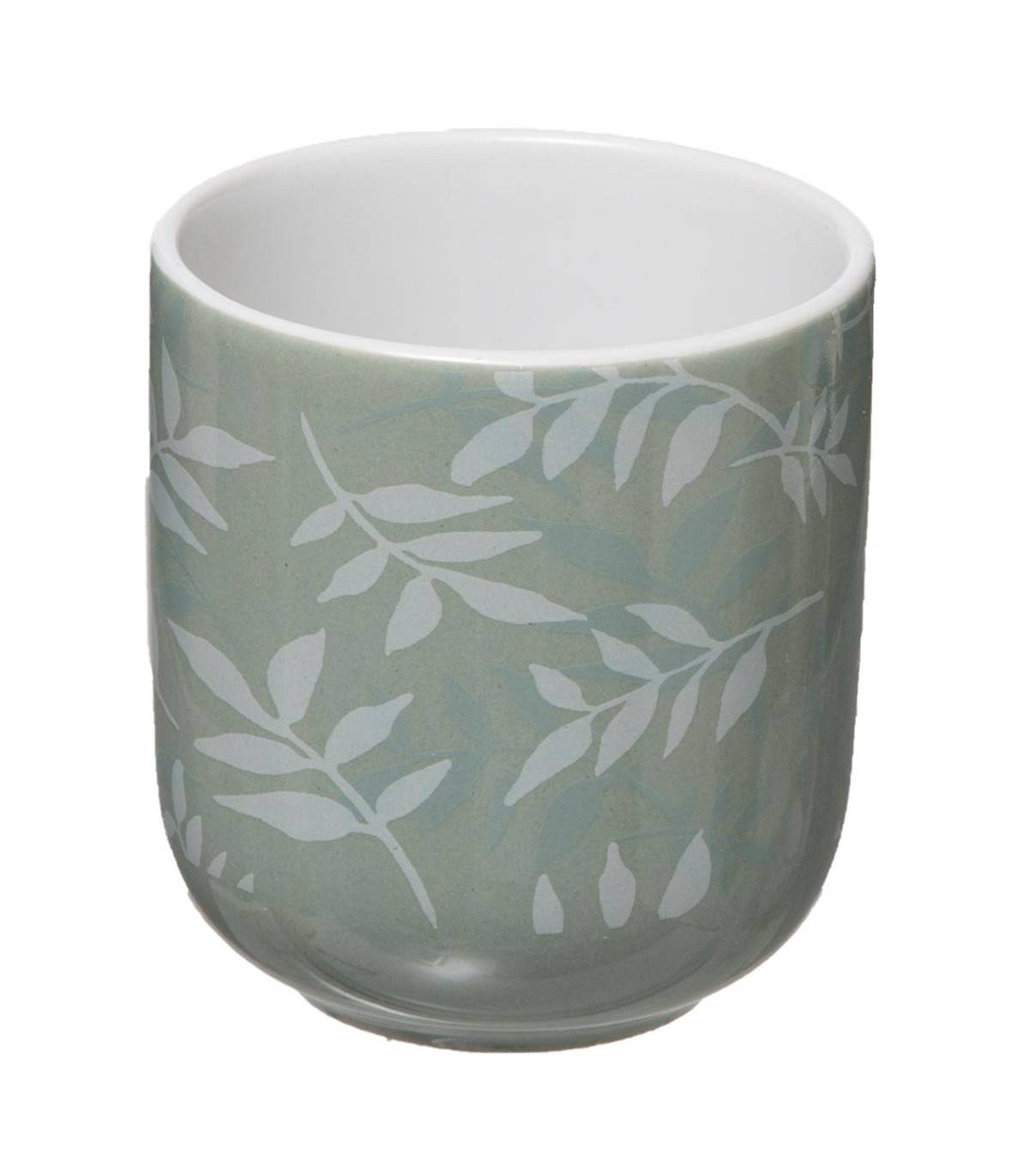Lot de 4 tasses à café en faïence vert et blanc Ø6-H.6,5 cm - Secret de gourmet - Image 3