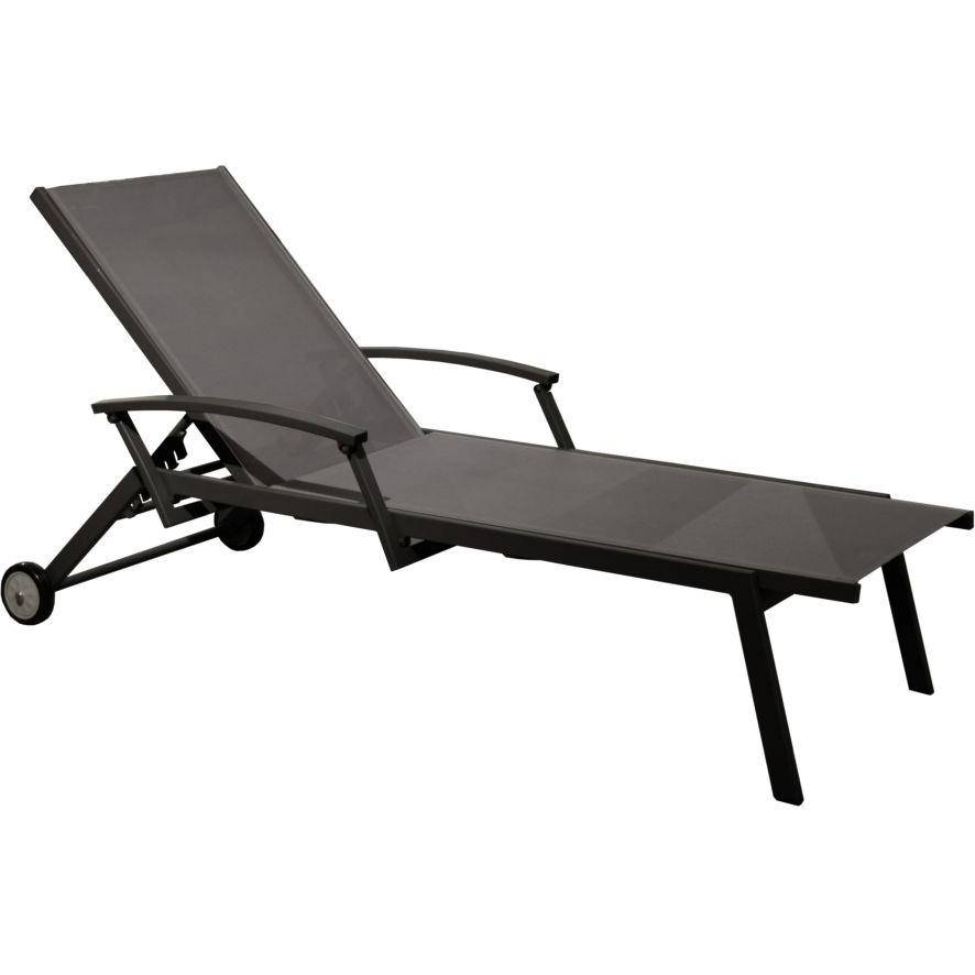 Bain de soleil Florence accoudoirs à roues alu graphite/bleu Florence Proloisirs - Imagen 1