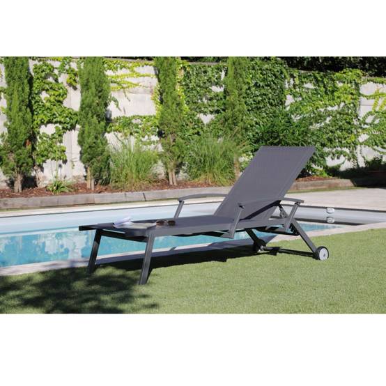 Bain de soleil Florence accoudoirs à roues alu graphite/bleu Florence Proloisirs - Imagen 2