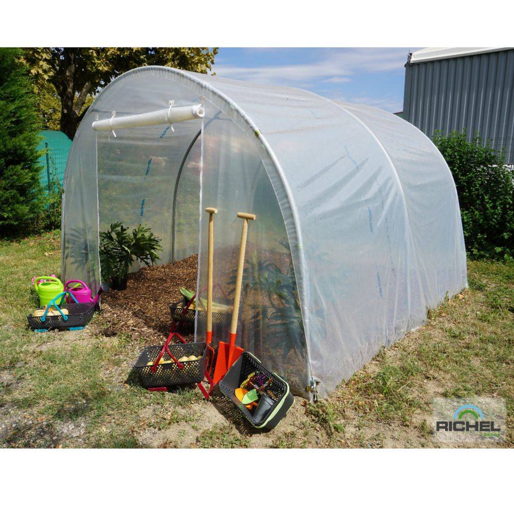 Richel Serre - Serre maraichère 9m² pied droit 1 porte zip acier galvanisé et PE L.3 x l.3 x H.2 m – Richel serre