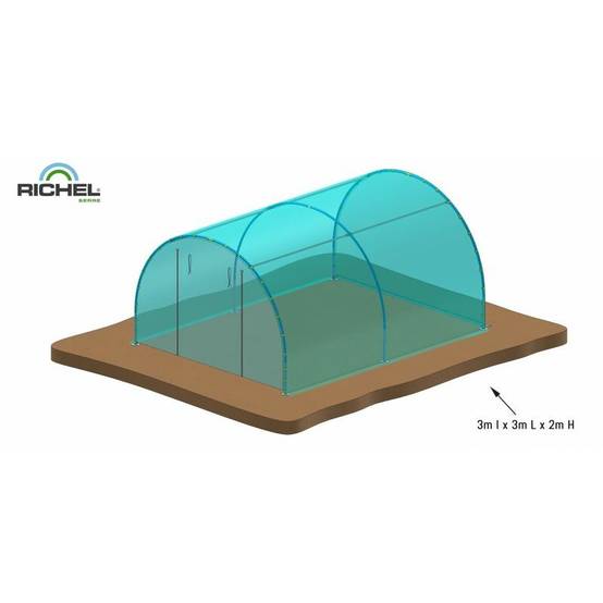 Richel Serre - Serre maraichère 9m² pied droit 1 porte zip acier galvanisé et PE L.3 x l.3 x H.2 m – Richel serre - Image 8
