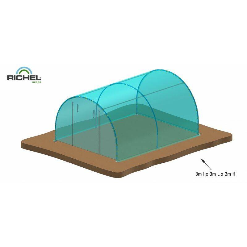 Richel Serre - Serre maraichère 9m² pied droit 1 porte zip acier galvanisé et PE L.3 x l.3 x H.2 m – Richel serre - Image 8