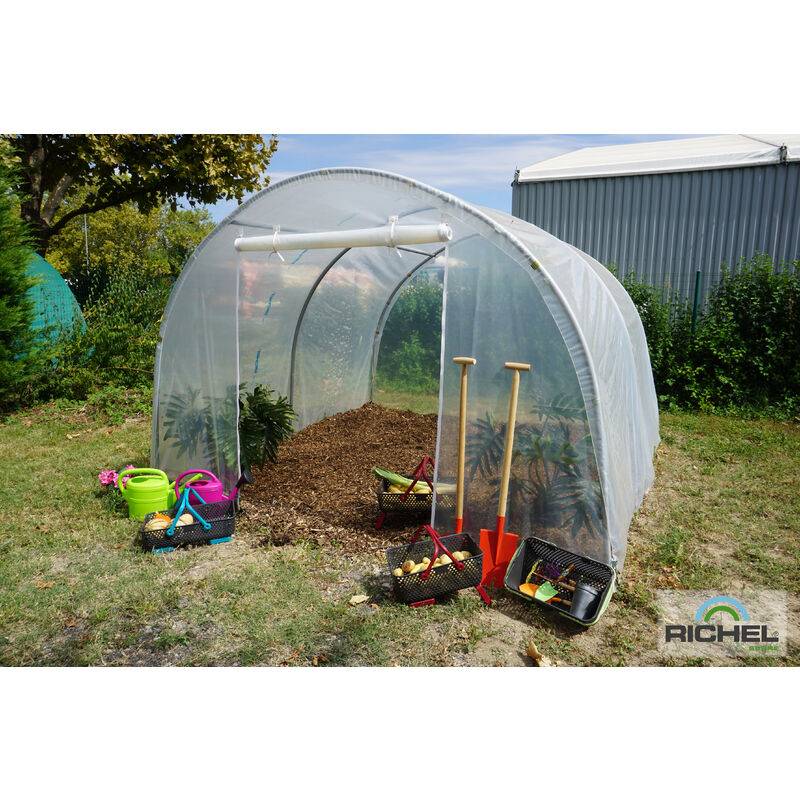 Richel Serre - Serre maraichère 9m² pied droit 1 porte zip acier galvanisé et PE L.3 x l.3 x H.2 m – Richel serre - Image 6