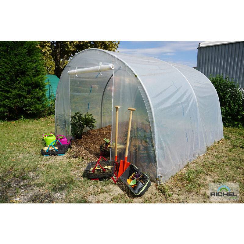 Richel Serre - Serre maraichère 9m² pied droit 1 porte zip acier galvanisé et PE L.3 x l.3 x H.2 m – Richel serre - Image 9