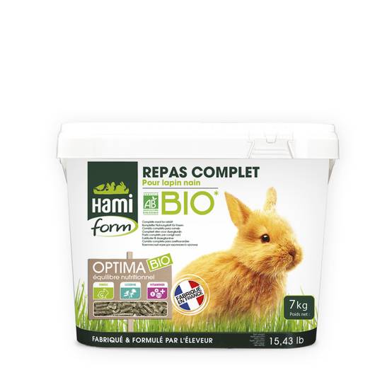 Hamiform - Hamiform - Repas complet Bio lapin nain 7 kg en seau + friandise