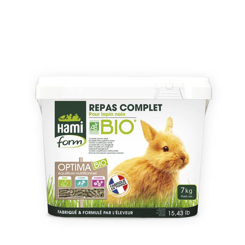 Hamiform - Hamiform - Repas complet Bio lapin nain 7 kg en seau + friandise