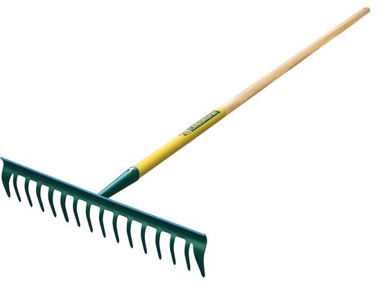 Râteau Duopro 16 dents courbes manche bois 150 cm - LEBORGNE - Image 1