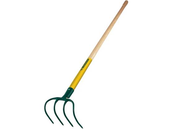 Croc à fumier 4 dents Acier Vert LG 21 cm Manche 130 cm - LEBORGNE - Image 1