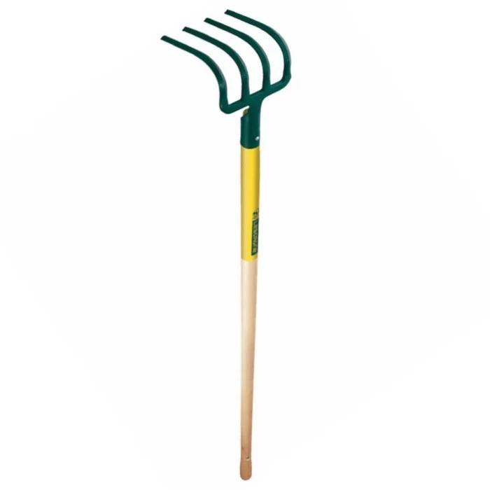 Croc de jardin 4 dents triangulaires acier vert manche bois 130cm - LEBORGNE - Image 6