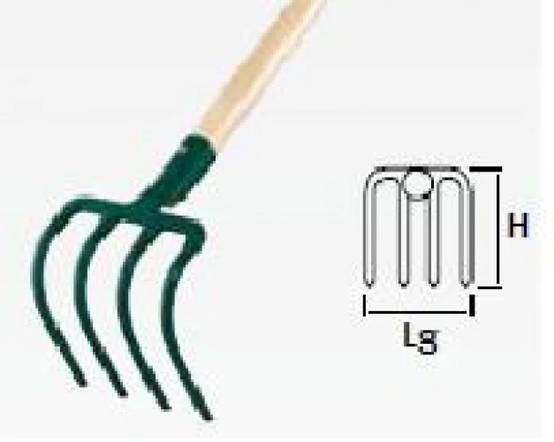 Croc de jardin 4 dents triangulaires acier vert manche bois 130cm - LEBORGNE - Image 3