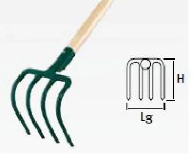 Croc de jardin 4 dents triangulaires acier vert manche bois 130cm - LEBORGNE - Image 3