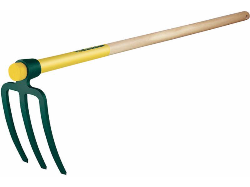 Croc de Jardin 3 Dents Plates Acier Vert Manche Bois 110 cm – LEBORGNE