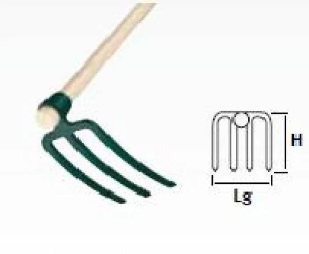 Croc de Jardin 3 Dents Plates Acier Vert Manche Bois 110 cm – LEBORGNE - Image 3