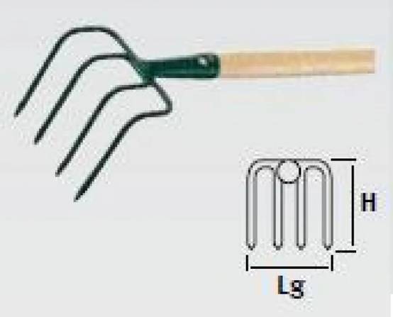 Petit croc 4 dents manche bois 90 cm - LEBORGNE - Image 2